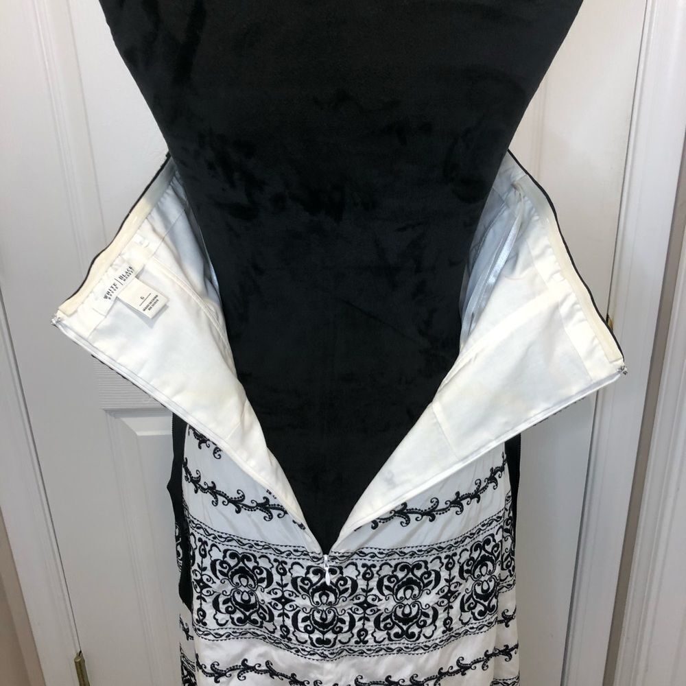 WHBM black white strapless belt sash dress size 6 - Picture 13 of 14